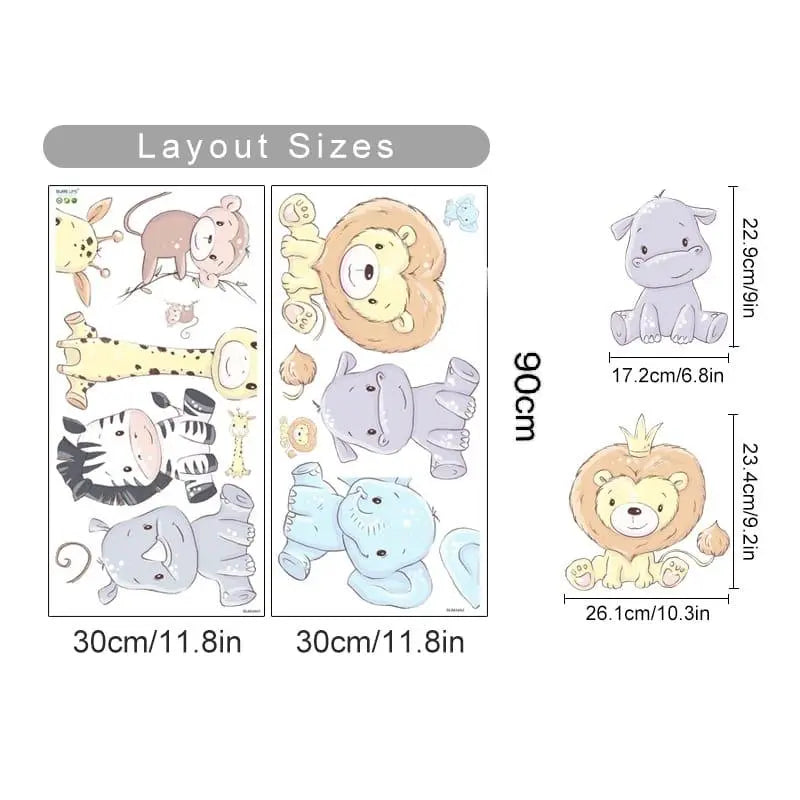 Cute Cartoon Animal Wall Stickers for Baby Room Easy do Wall do