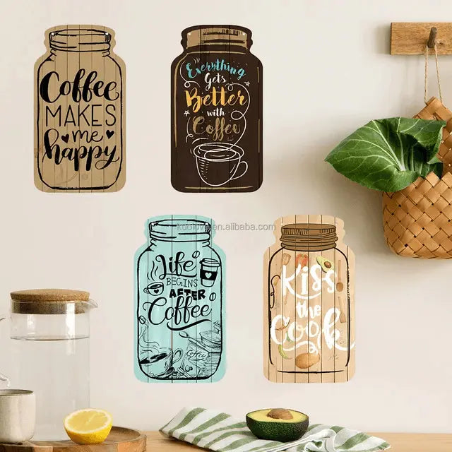 Coffee Happy Japanese Style Jar Decorative Self Adhesive Wallpaper For Cross-Border Coffee Shops Or Kitchen Easy do Wall do