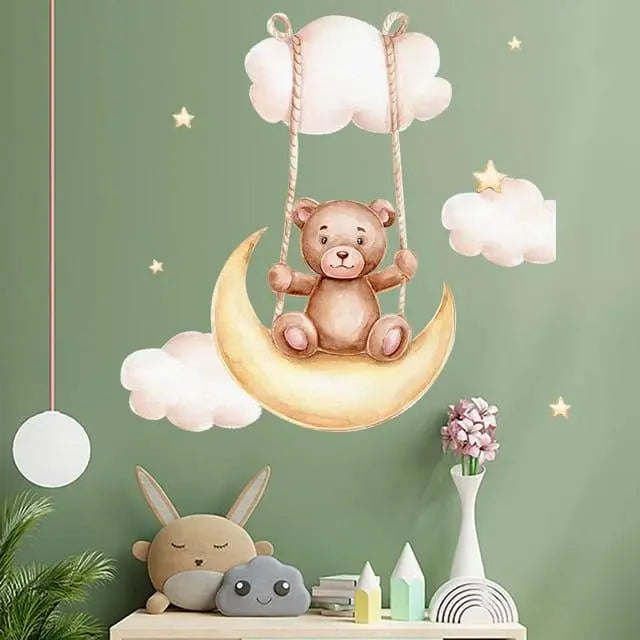 Dreamy Bear on the Moon Wall Sticker Easy do Wall do