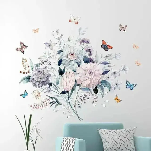Warm Colors Floral & Butterfly Wall Stickers for Elegant Spaces - Easy do Wall do
