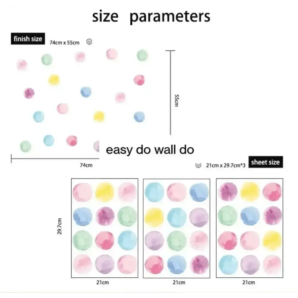 Watercolor Dot Wall Decals - Fun Kids’ Room & Home Decor - Easy do Wall do