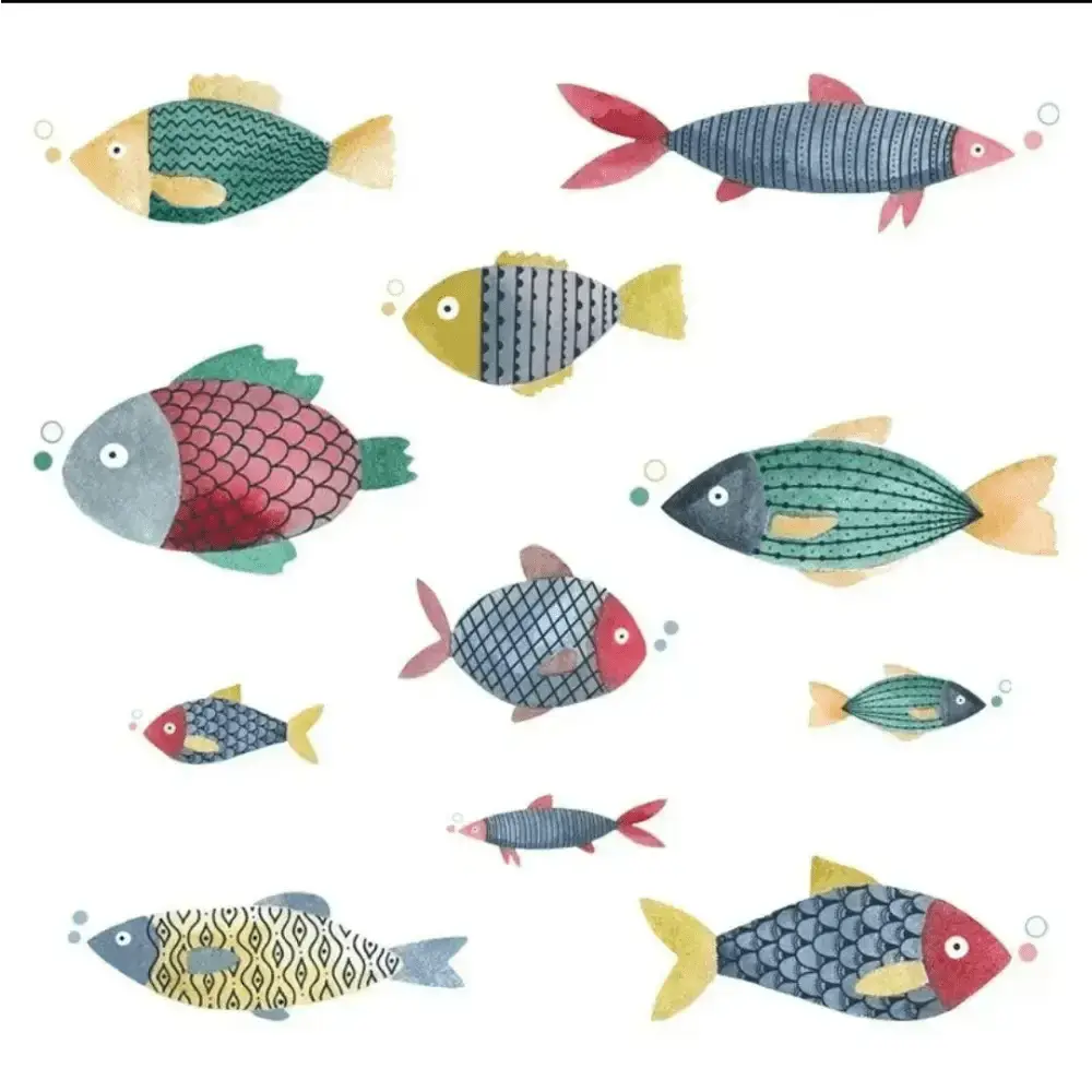 Watercolor Fish Wall Stickers - Artistic Ocean Decor - Easy do Wall do