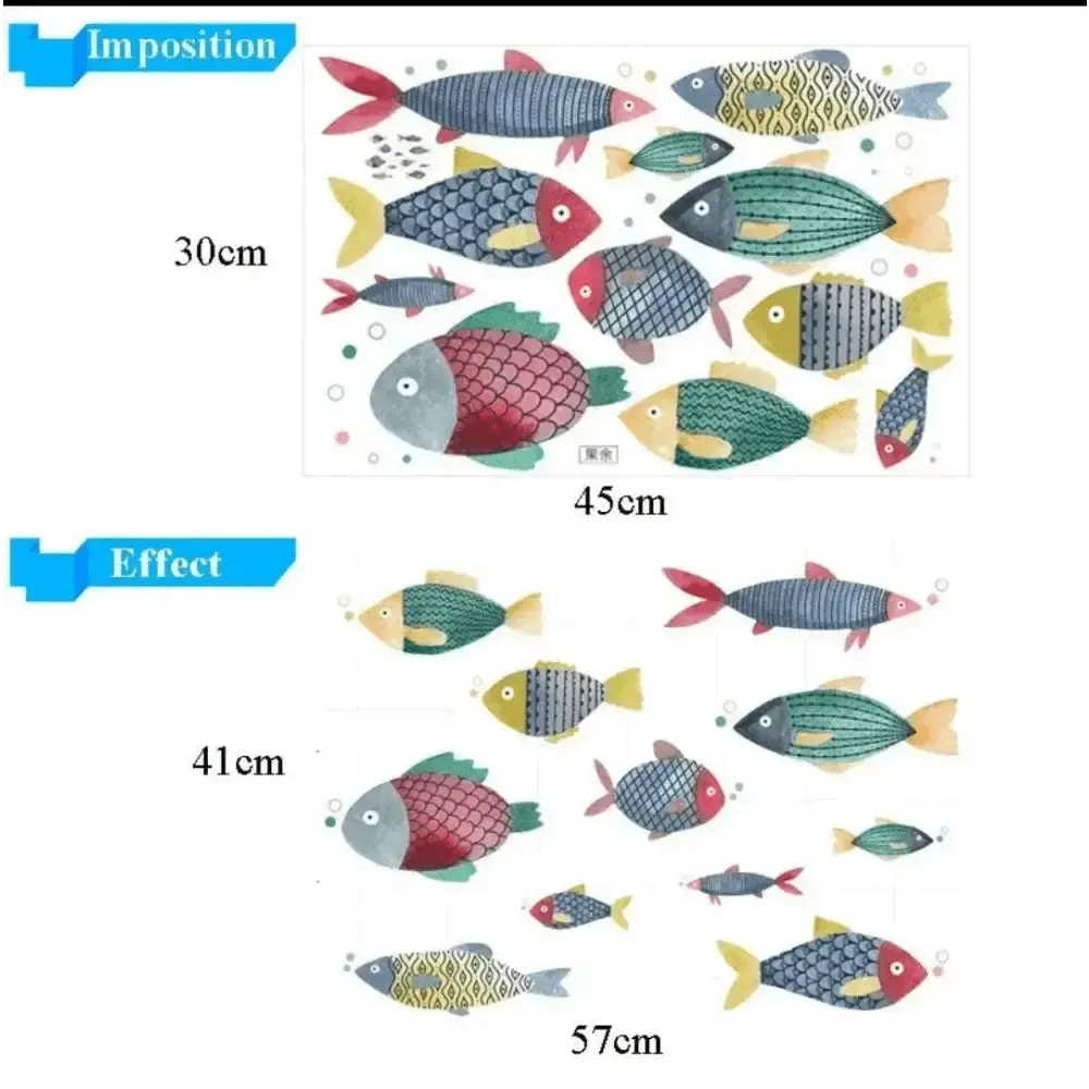 Watercolor Fish Wall Stickers - Artistic Ocean Decor - Easy do Wall do