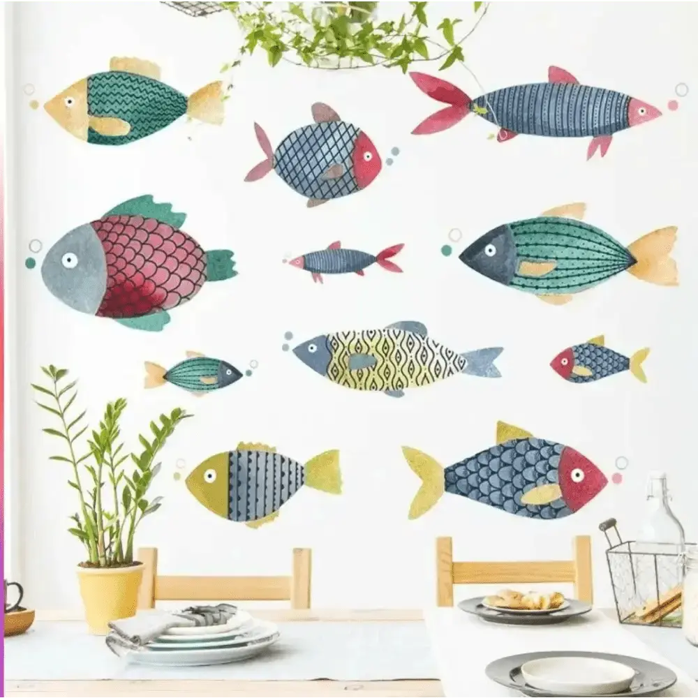 Watercolor Fish Wall Stickers - Artistic Ocean Decor - Easy do Wall do