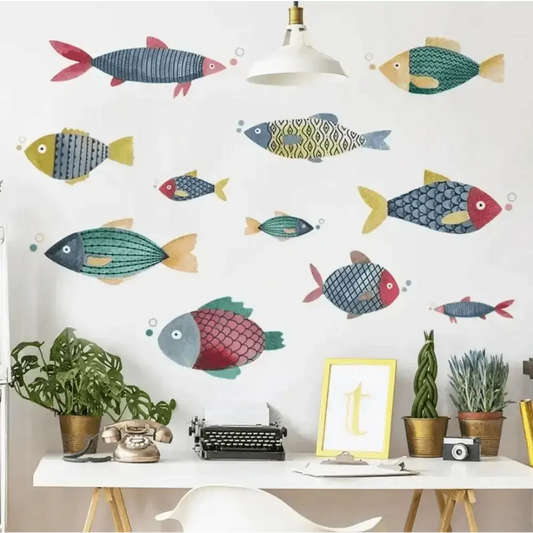 Watercolor Fish Wall Stickers - Artistic Ocean Decor - Easy do Wall do