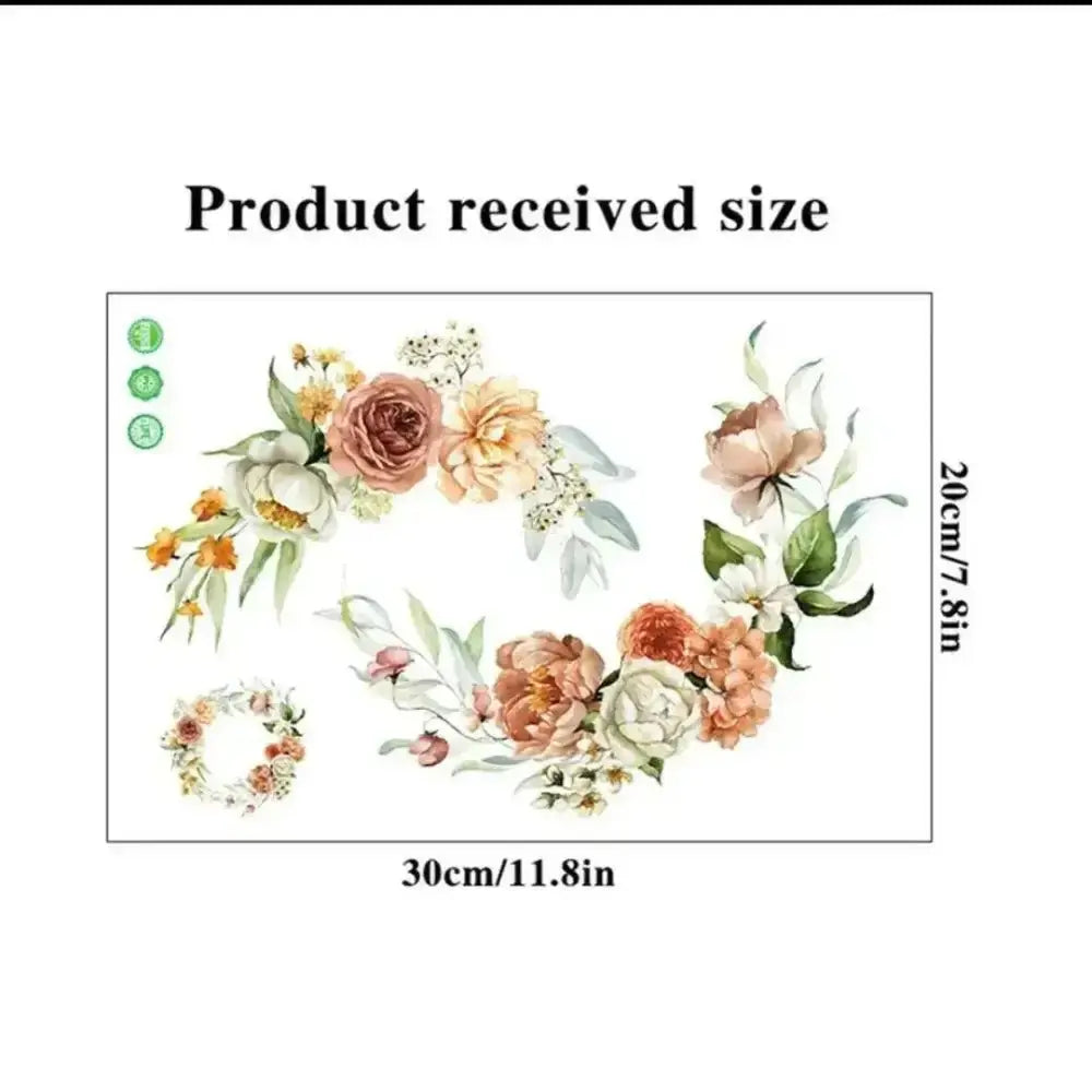Watercolor Floral Wreath Wallpaper Sticker - Elegant Nature Decor - Easy do Wall do