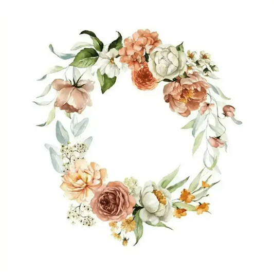 Watercolor Floral Wreath Wallpaper Sticker - Elegant Nature Decor - Easy do Wall do